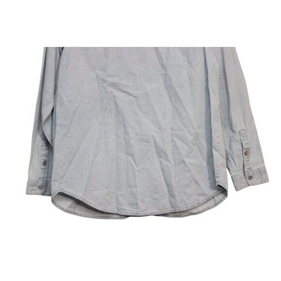 J Jill Button Up Blouse Size Small Chambray Denim Oversized Relaxed 100% Cotton - Picture 10 of 11